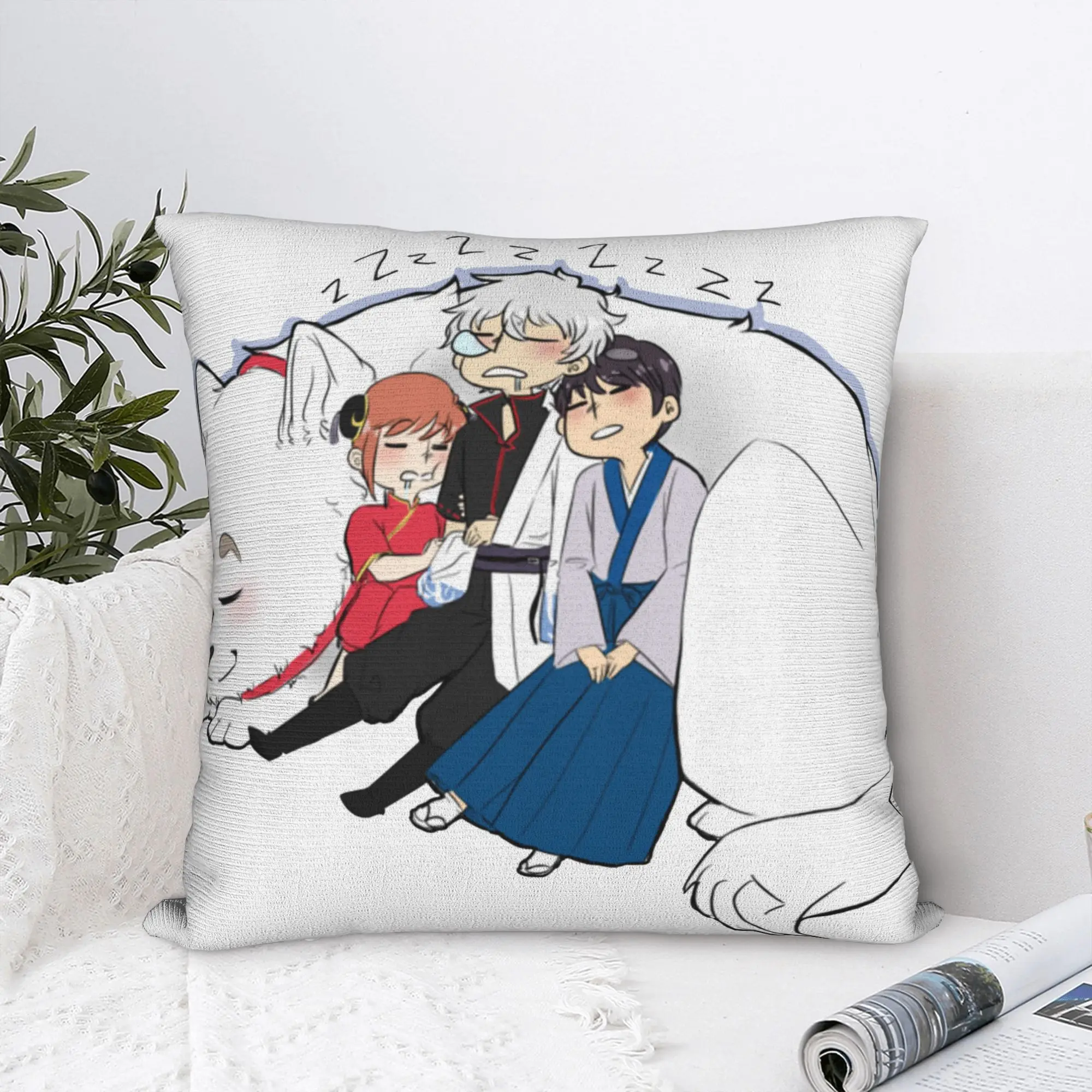 Yorozuya Nap Time Gintama Pillowcase Fabric Cushion Cover Decoration Katsura Kagura Duck Pillow Case Cover Living Room Zippered