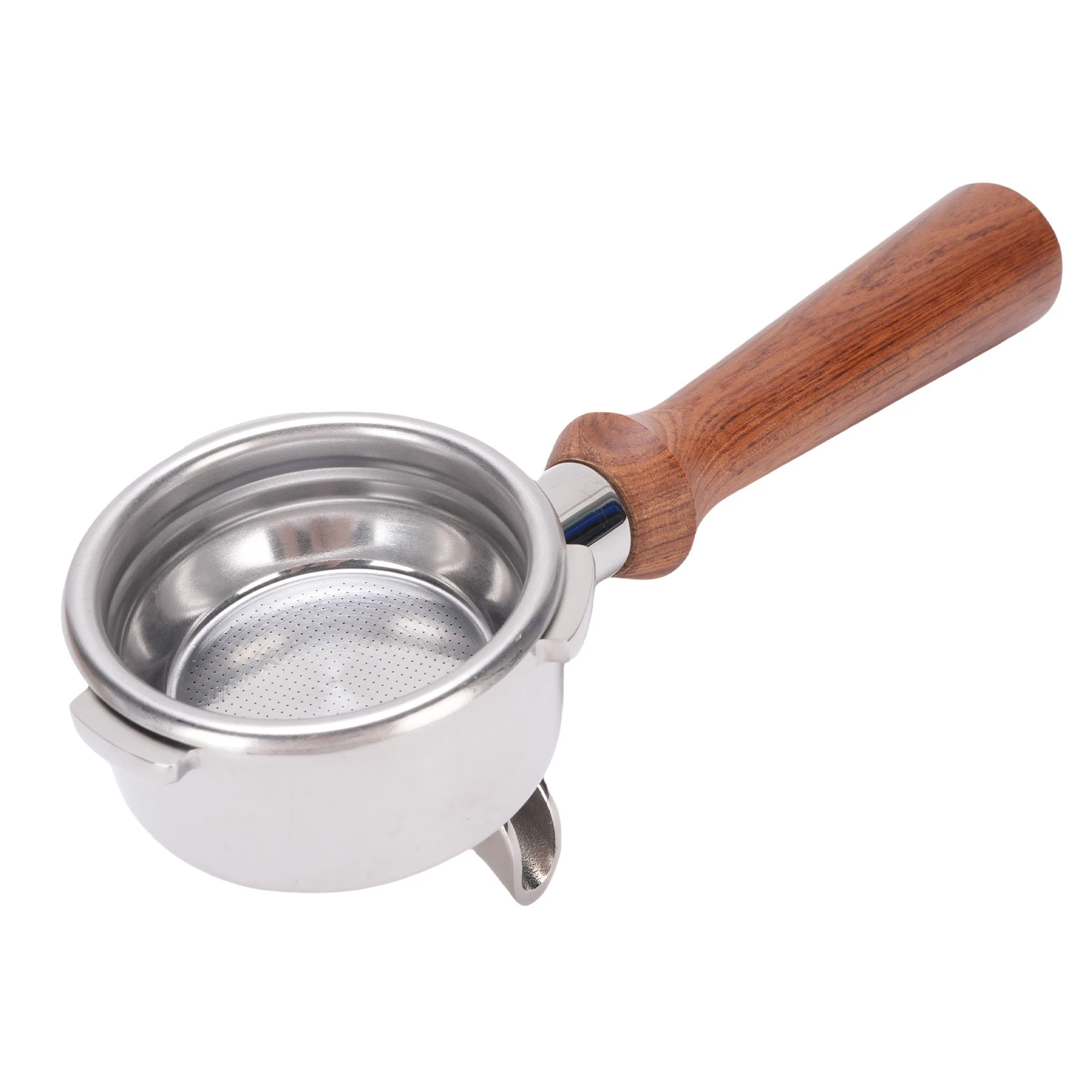 Portafiltro de 58mm con doble boquilla, portafiltro para cafetera de acero inoxidable con mango de madera para reemplazo