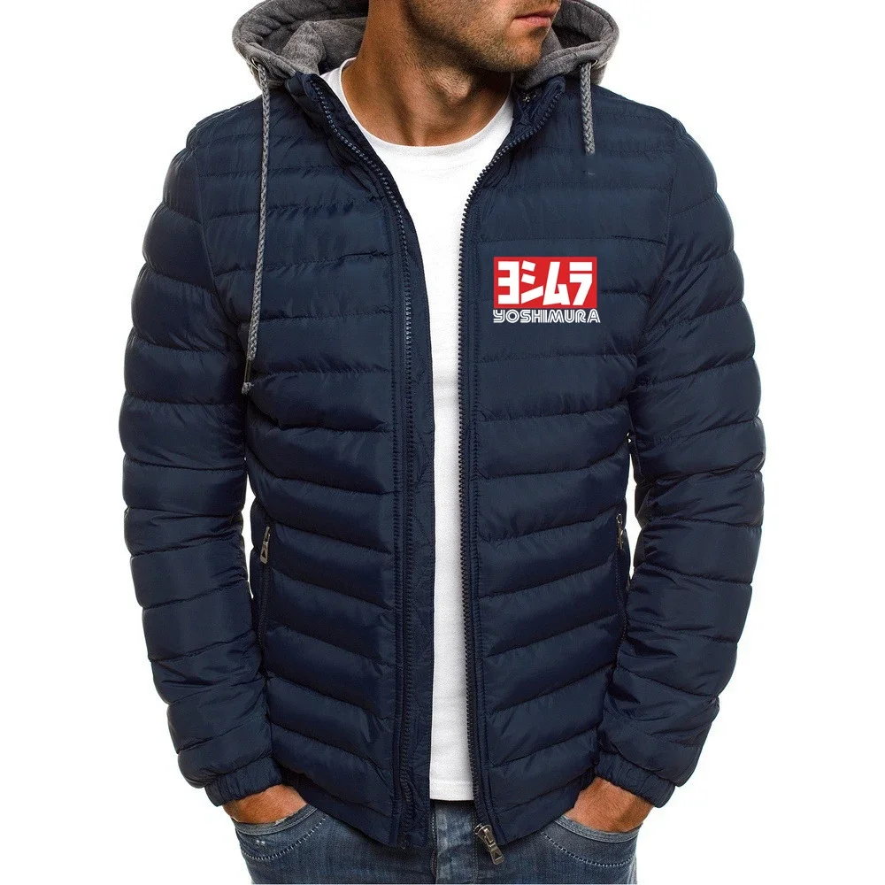 2024 Autumn Yoshimura Brand Print Classic Style Jacket Mens Hoodie Popular Pure Cotton Solid Color Zip Comfortable Down Jacket