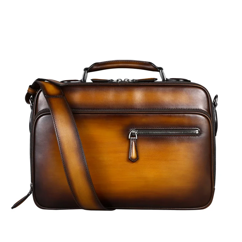 DIMY 2026 new handbag men's business briefcase leather large capacity top layer cowhide young lawyer handbag
