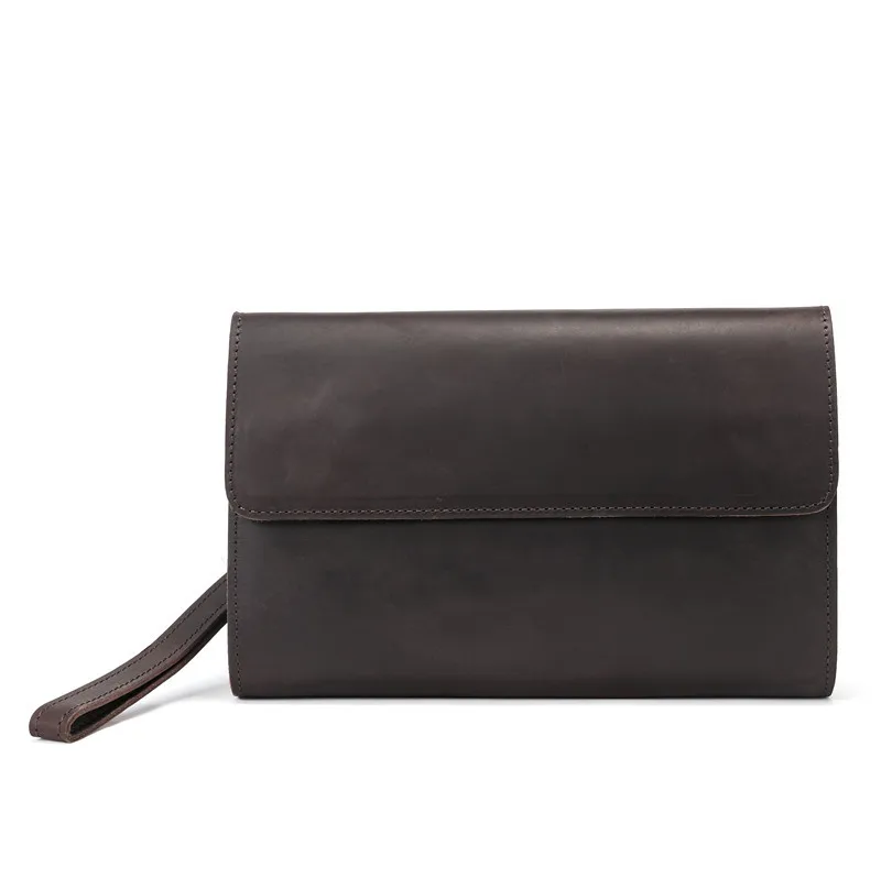4062 Men's Genuine Leather and Cowhide Clutch Bag, Armpit Clip Bag, Wrist Strap Bag, Phone Card Bag