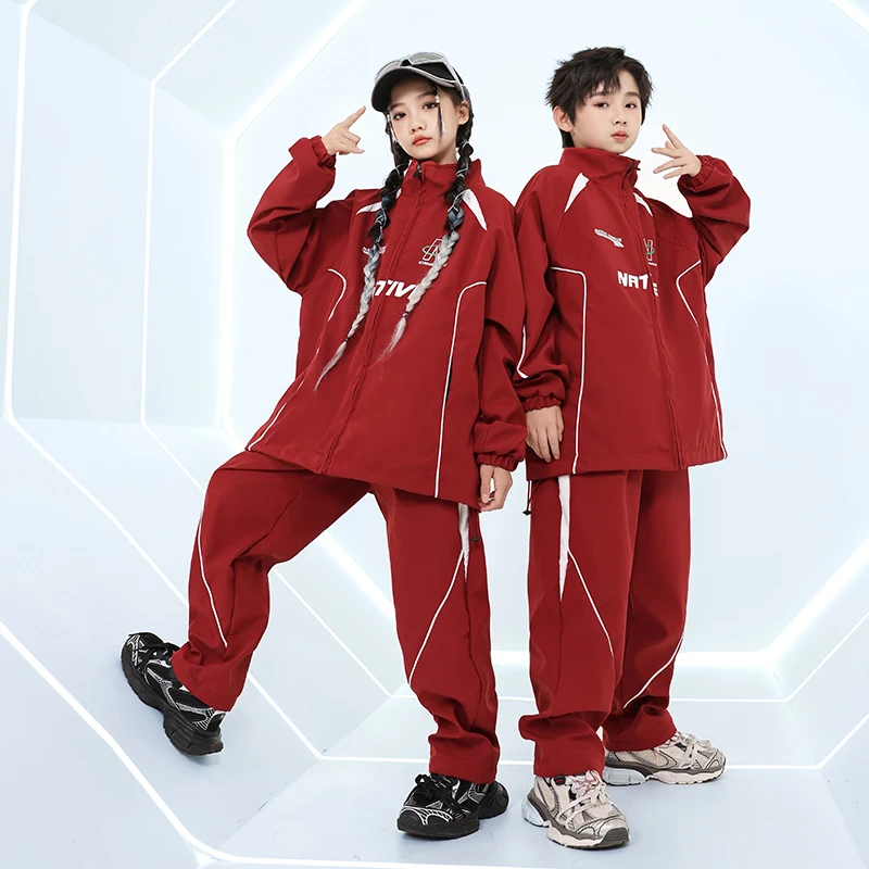 

Костюм в стиле хип-хоп для мальчиков, красный свитер для уличных танцев, брюки, одежда для джазовых танцев для девочек, костюмы в стиле хип-хоп, костюм для выступлений, рейв, сценическая одежда