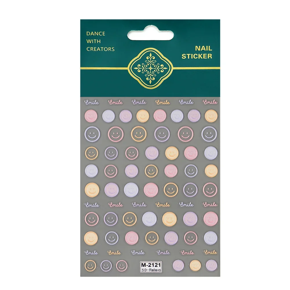 5D رائعة الوجه المبتسم مسمار ملصقات تنقش اليابانية معكرون مسمار الفن ذاتية اللصق زينة اكسسوارات DIY بها بنفسك