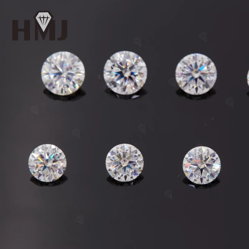 HMJ 0,1-13 Karat Moissanit-Stein, runde Form, Farbe D, Reinheit VVS1, Brillantschliff, Diamanttester-geprüft, mit GRA-Zertifikat, Perlen – Detail 34