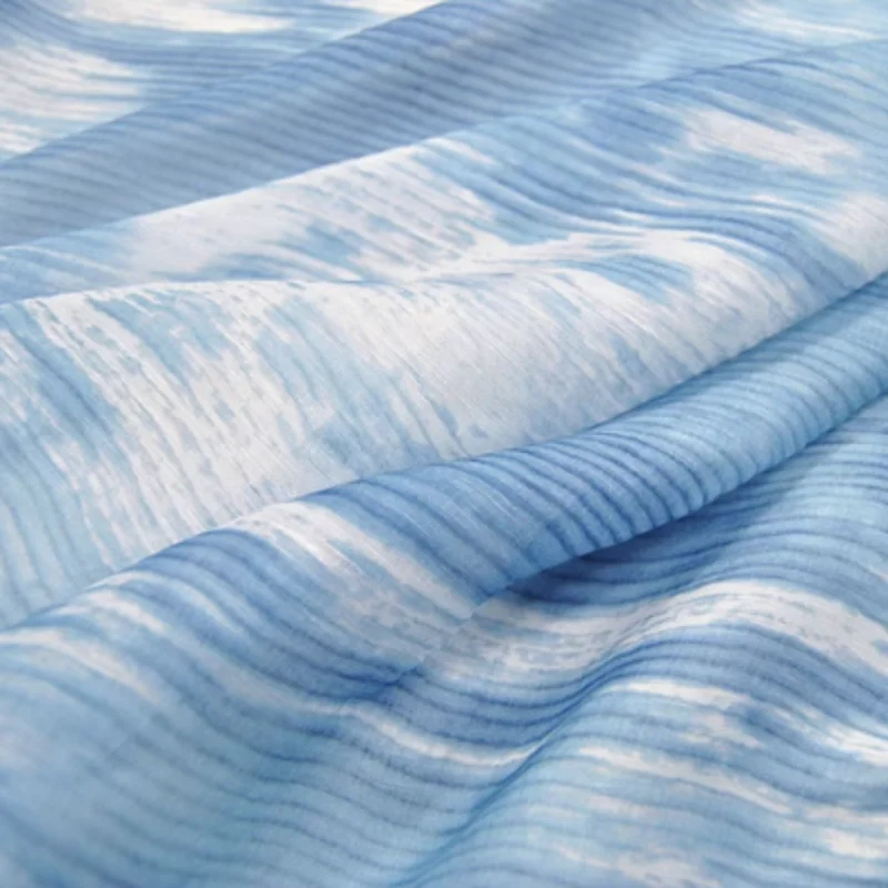 Sky Blue Breathable Comfortable Feeling Material High Quality Silk Linen Fabric for Women Summer Sleepwear