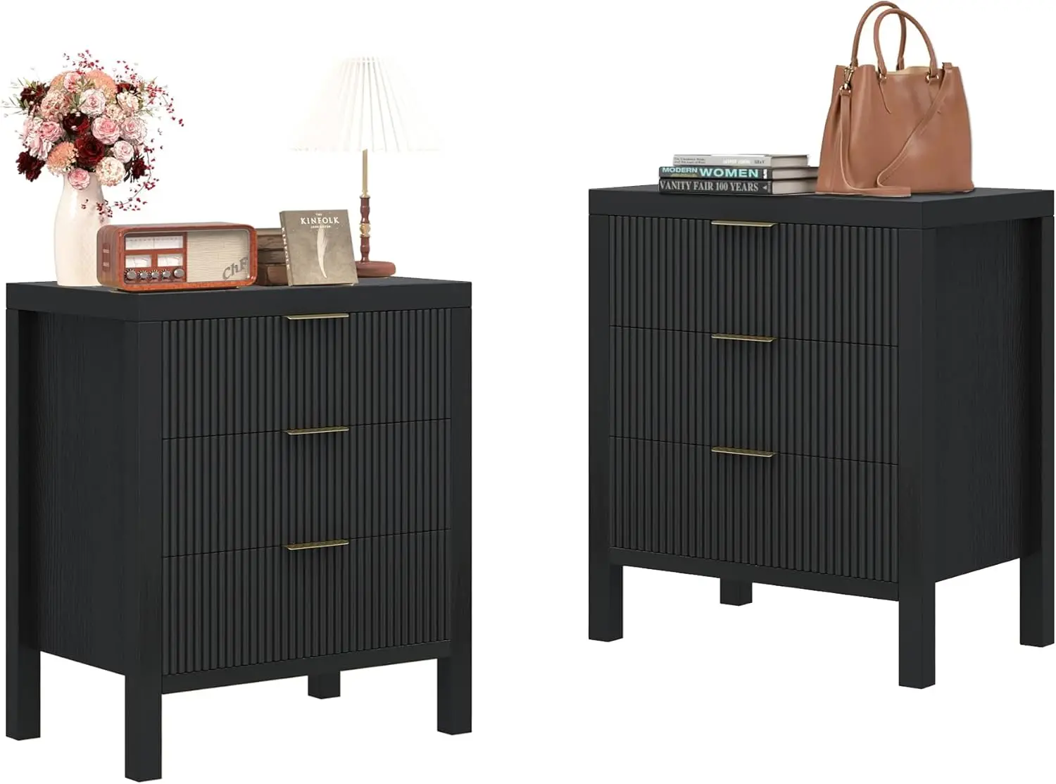 مجموعة من طاولتين مع 6 أدراج، وخزانة غرفة نوم سوداء لغرفة الأطفال أو المدخل