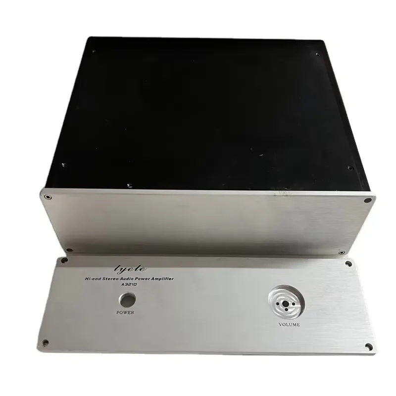 Silver Aluminum Alloy Power Amplifier Enclosure DIY Empty Chassis Box for High Fidelity Digital Audio Amp Project Housing