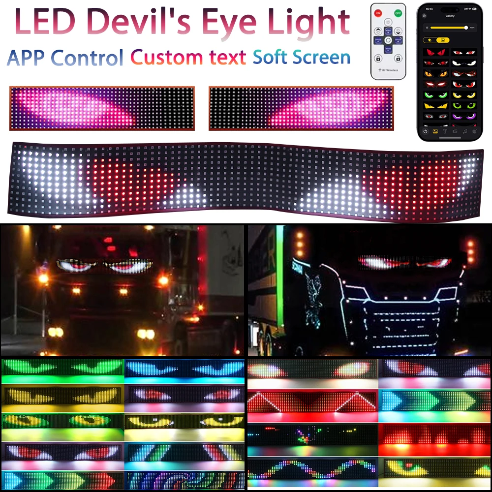 

Car Truck Devil Eye Light Custom Text Pattern For Board Windshield 12V 24V Accessories For Board Windshield Soft Screen