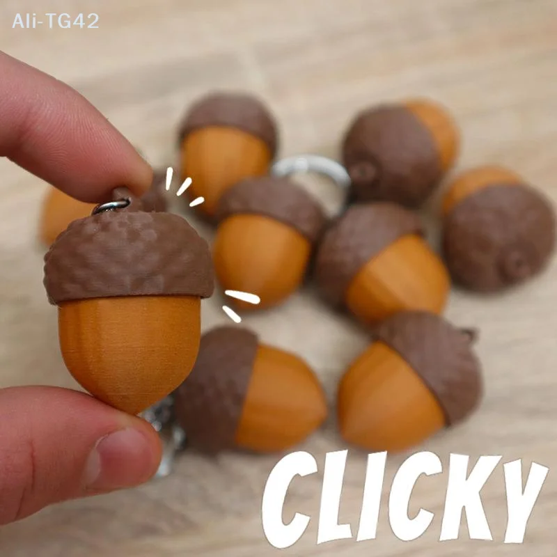 pogyrt Acorn Relax Clicker Anxiety Relief Keychain Fingertip Press Button Fidget Toy Bag Pendant Portable Sensory Gift