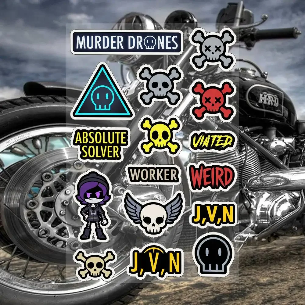 M-Murder D-Drones Whitepaper Game  Motorcycle Reflective Stickers Waterproof Decals for Helmet Scooter Fuel Tank Toolbox Racing