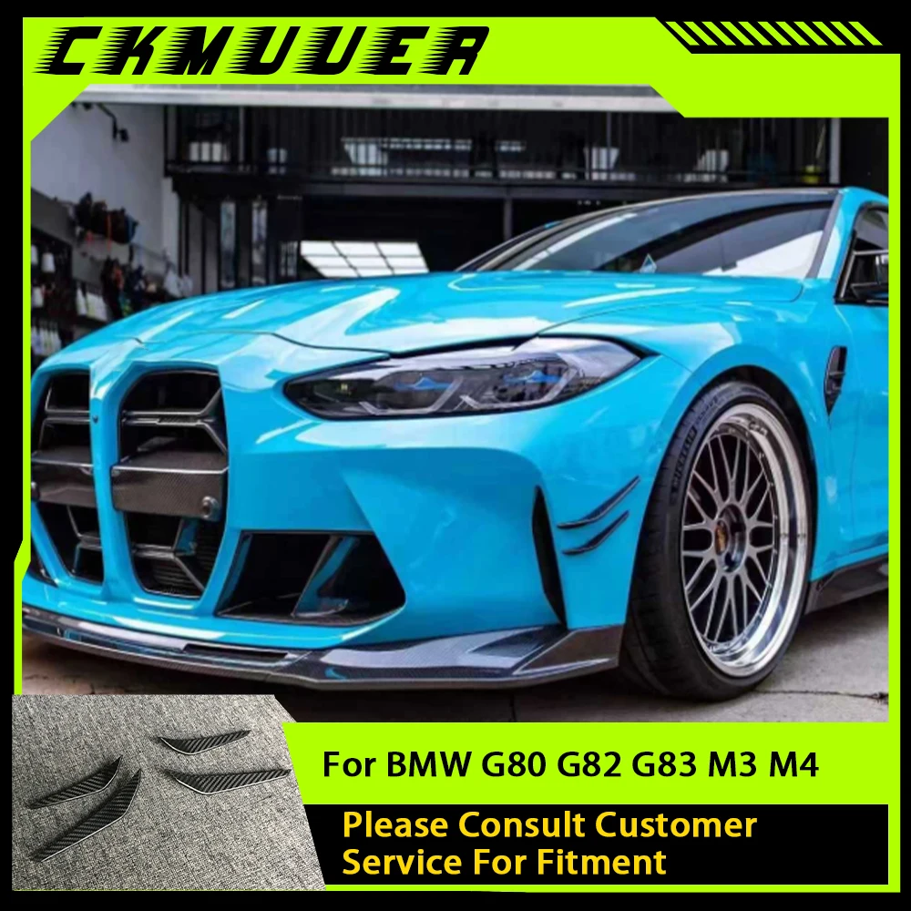 

CKMUUER Dry Carbon Fiber Front Bumper Side Canards Fins Flaps Trims for BMW 3 4 Series G80 G82 G83 M3 M4 2021+ Body Kits