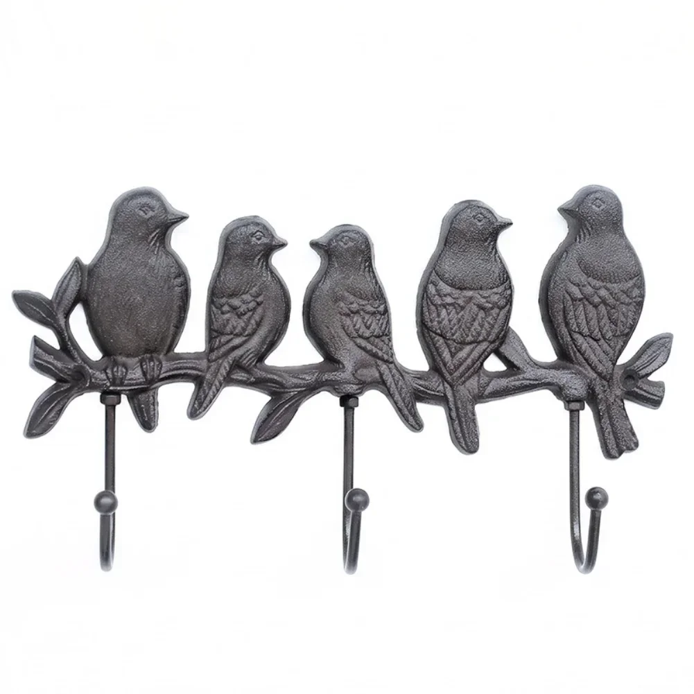 Nordic Style Cast Iron Bird Shape Hook Wall Mounted Hanging Rack Vintage Entryway Coat Hat Key Holder Home Wall Decor Ornament