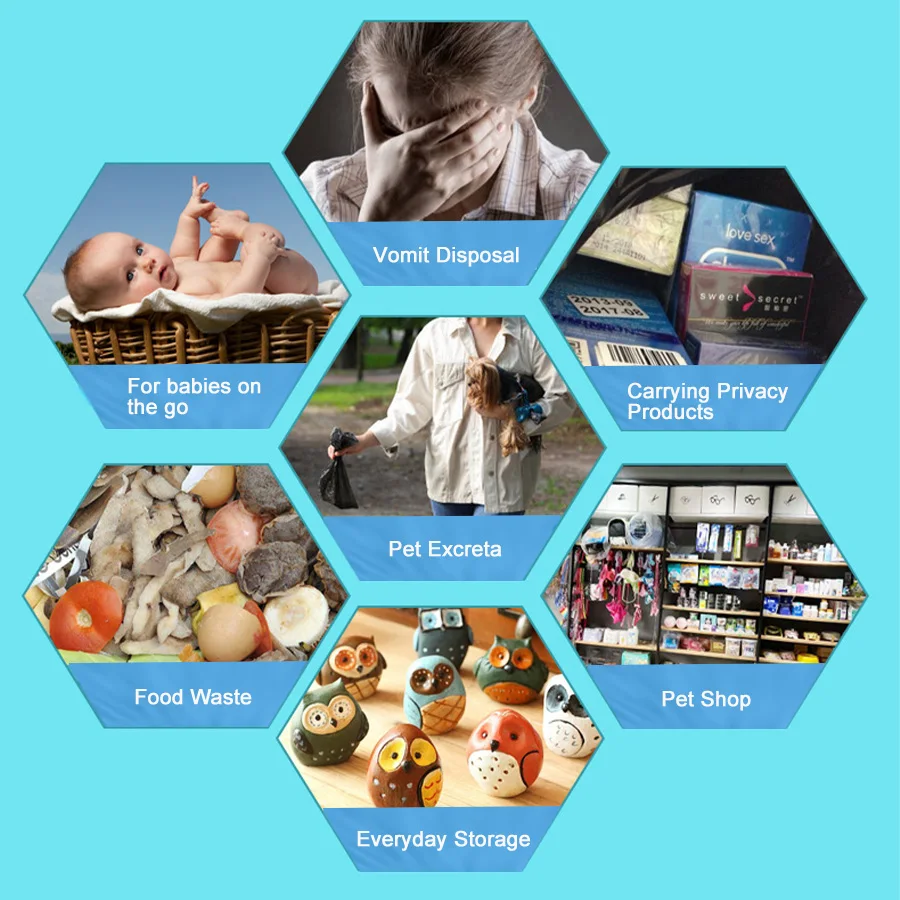 كيس قمامة قابل للتحلل الحيوي، حقيبة تجميع الحفاضات، كيس الحفاضات، حقيبة نفايات الحيوانات الأليفة، حقيبة فوميت، أكياس قمامة السفر المحمولة للسيارة 100 قطعة/صندوق