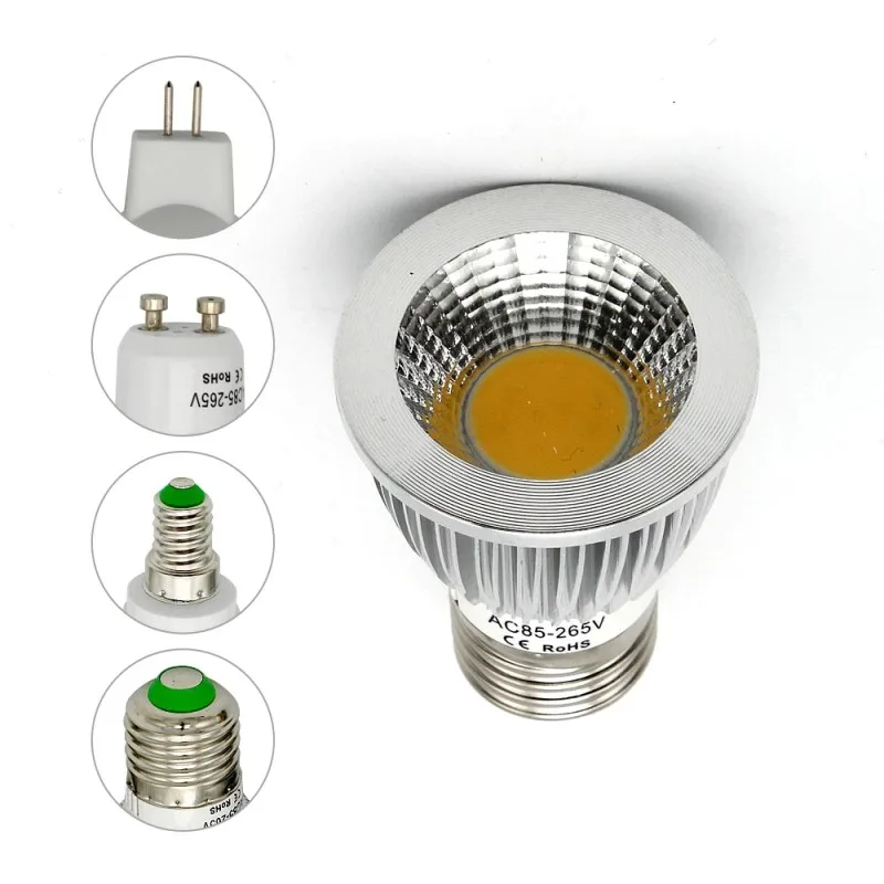 Super Bright GU 10 Bulbs Light Dimmable Led Warm/White 85-265V 6W 9W 12W E27 GU5.3 COB LED lamp light E14 led Spotlight