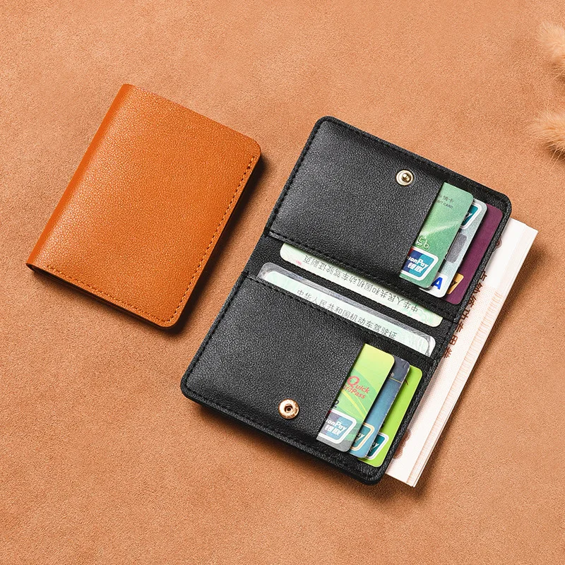 Super Slanke Pu Lederen Kaarthouder Mini Multicard Slot Creditcard Portemonnee Met Hasp Knopen Mannen Vrouwen Portemonnee Dun Klein