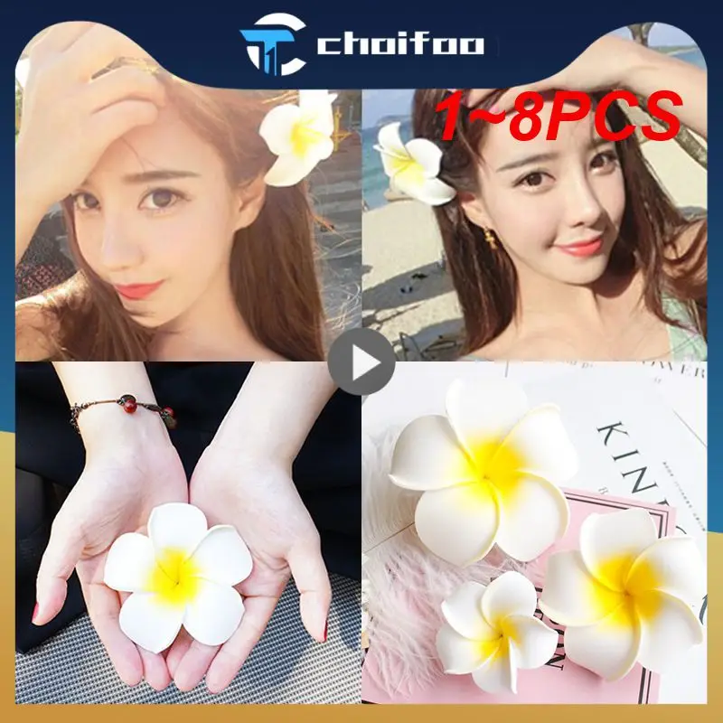 1~8PCS Plumeria Hawaiian Foam Frangipani Artificial Flowers Headdress Flower Home Garden Egg Flowers Wedding Decoration Party