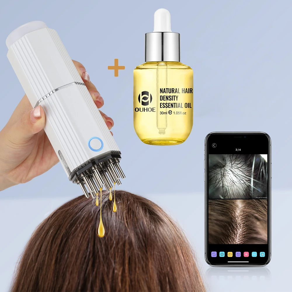 مشط سائل لفروة الرأس البصرية الكهربائية وزيت الشعر 30 مللي EMS العلاج بالضوء الأحمر منتج نمو الشعر فرشاة توزيع سائل #2