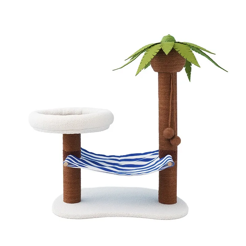 

Cat Tree Palm Tree with Sisal Scratching Posts Cat Condo Hammock Cat Beds Indoor Climbing Tower Stable Base Durable Non Shedding