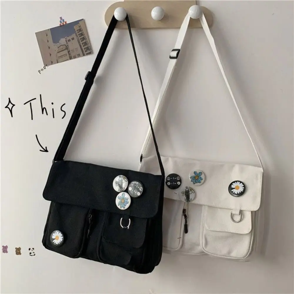 

Fashion Korean Style Square Message Bag Causal Solid Color Nylon Crossbody Bag Large Capacity Sports Shoulder Bag Travel