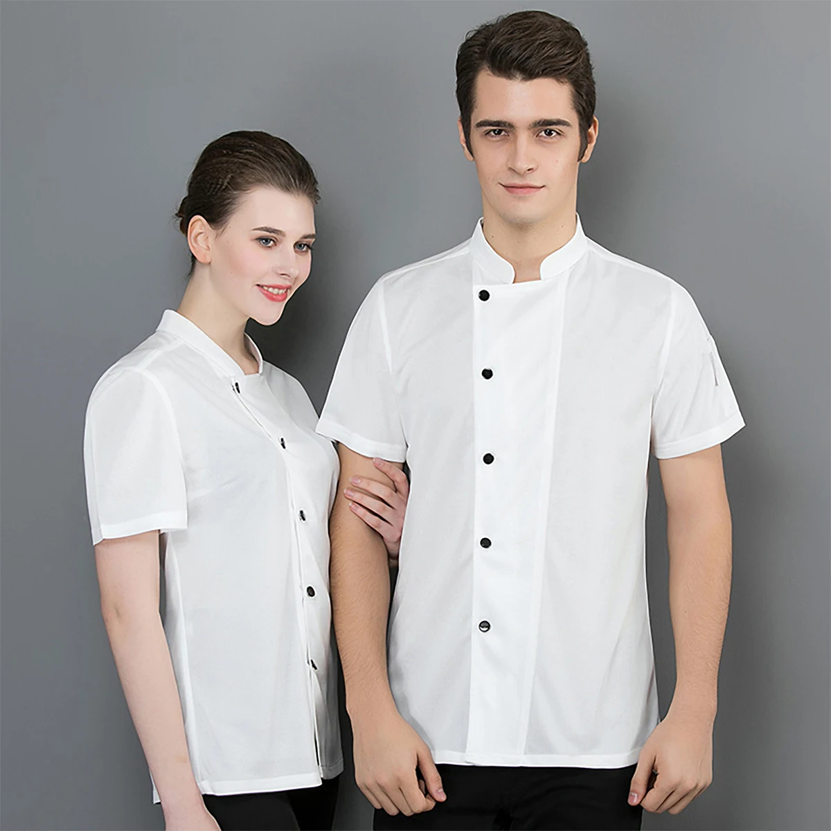 

Breathable Mesh Chef's Suit Cook Clothing Solid-color Workwear Short Sleeve Jacket Barbecue