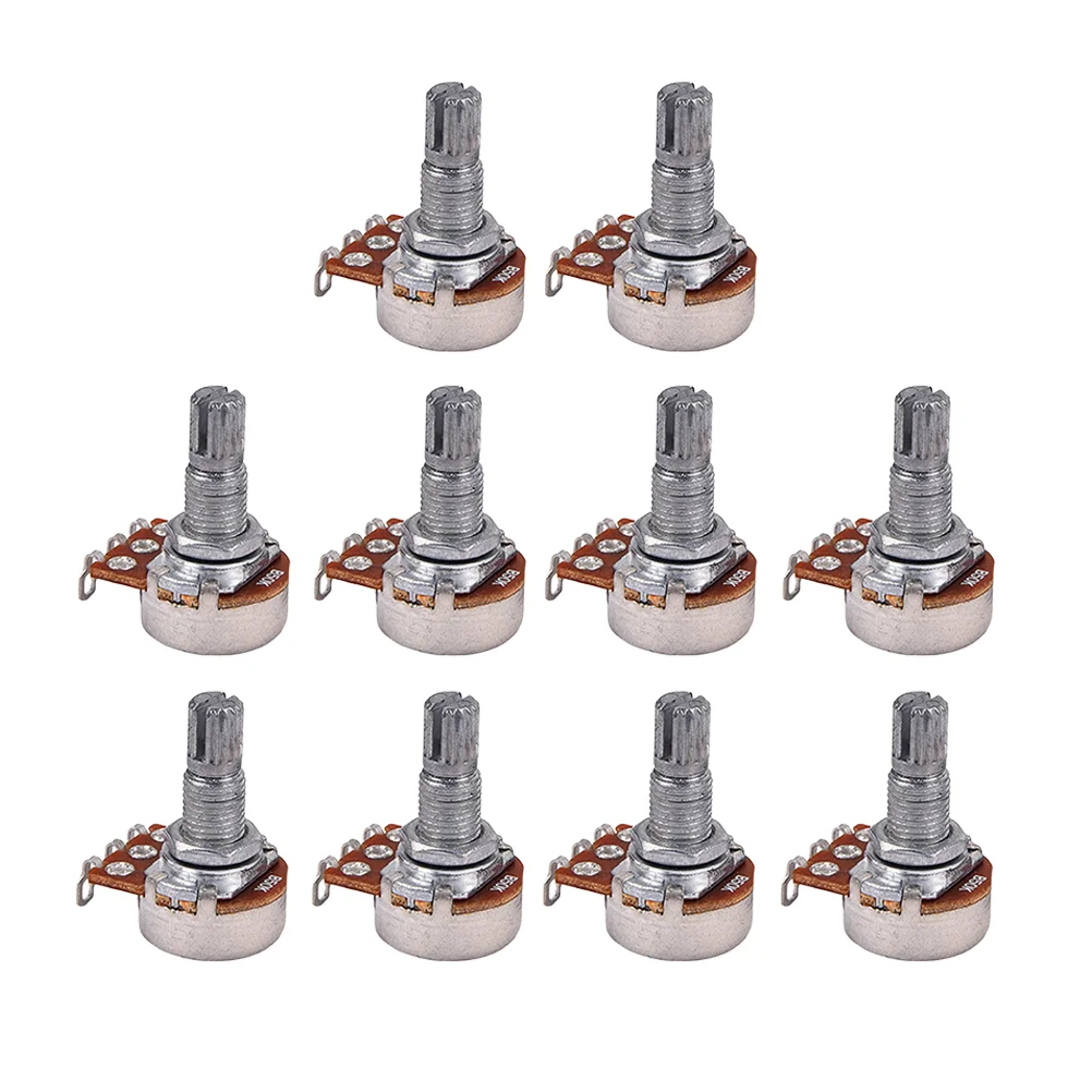 10pcs B50k Full Size Bass Pots Potentiometer Long Knurled Split Shaft Audio Taper Low Friction for Guitar Bass