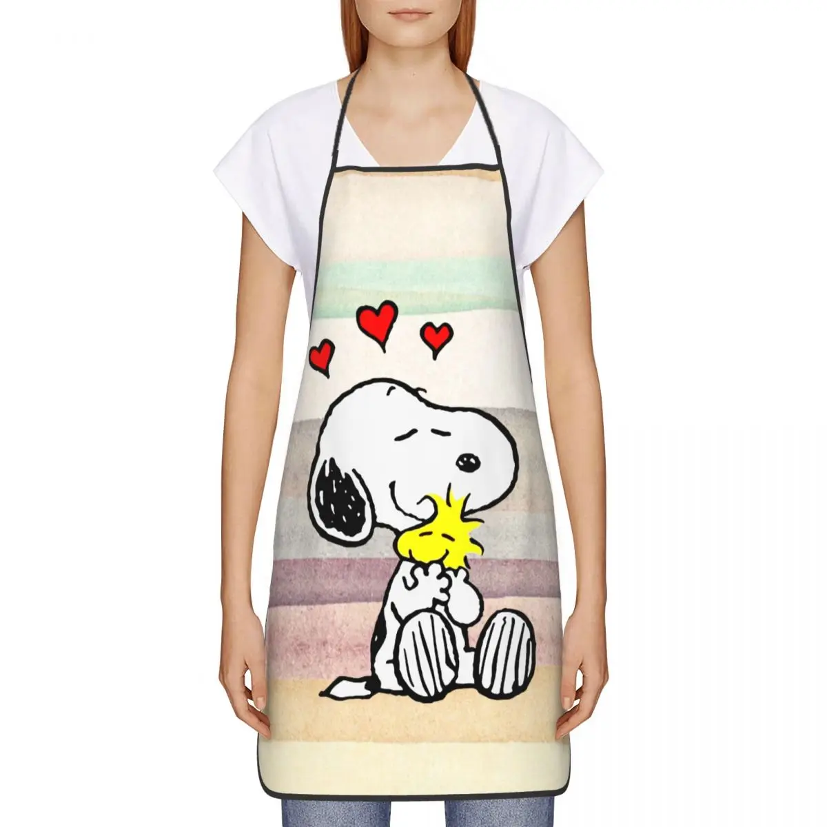 Custom Funny Cute Cartoon Snoopy Bib Aprons Women Men Unisex Kitchen Chef Tablier Cuisine for Cooking Baking Gardening