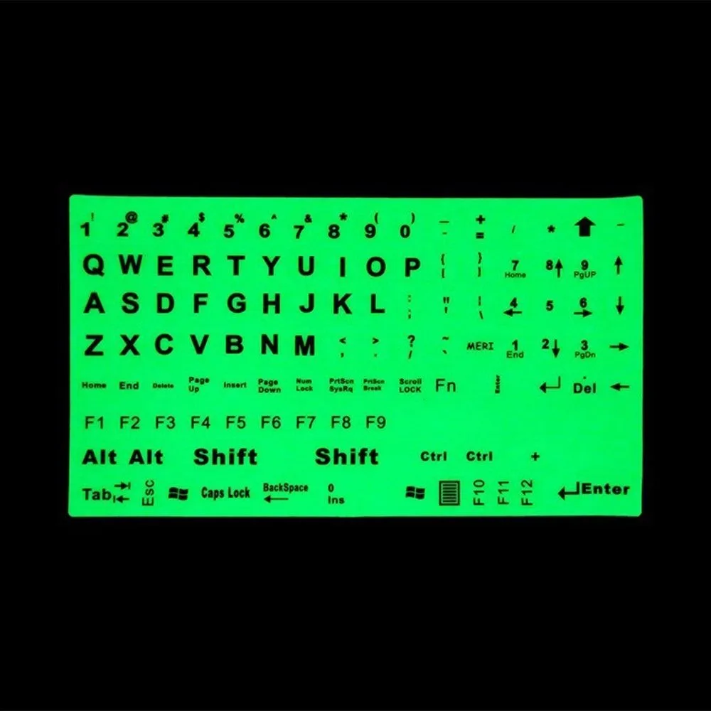 Luminous English Full Keyboard Sticker Film Glow in the Dark Capital Letters Backlight Sticker