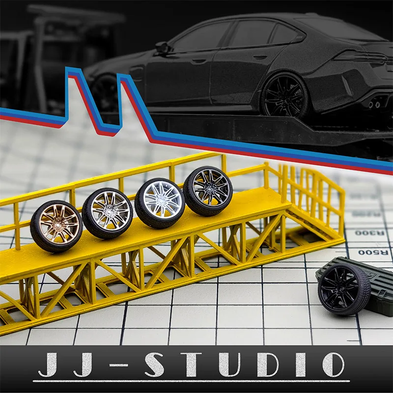 1: 64 Car Model Modification - Plug-in/static Dual-use Fine Multi Spoke Wheel Hub Hard Tire Diameter /9.7/10.5mm with Calipers