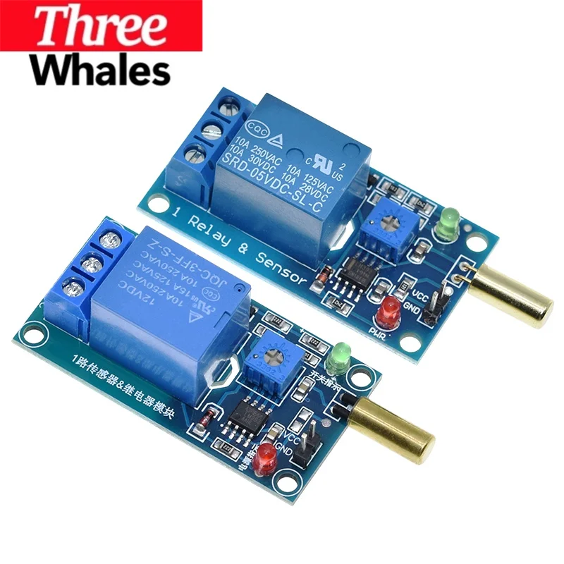 DC 5V 12V 1 Channel Output Tilt Slant Angle Sensors Relay Module Golden SW520D Ball Switch Tilt Sensors Module For Arduino