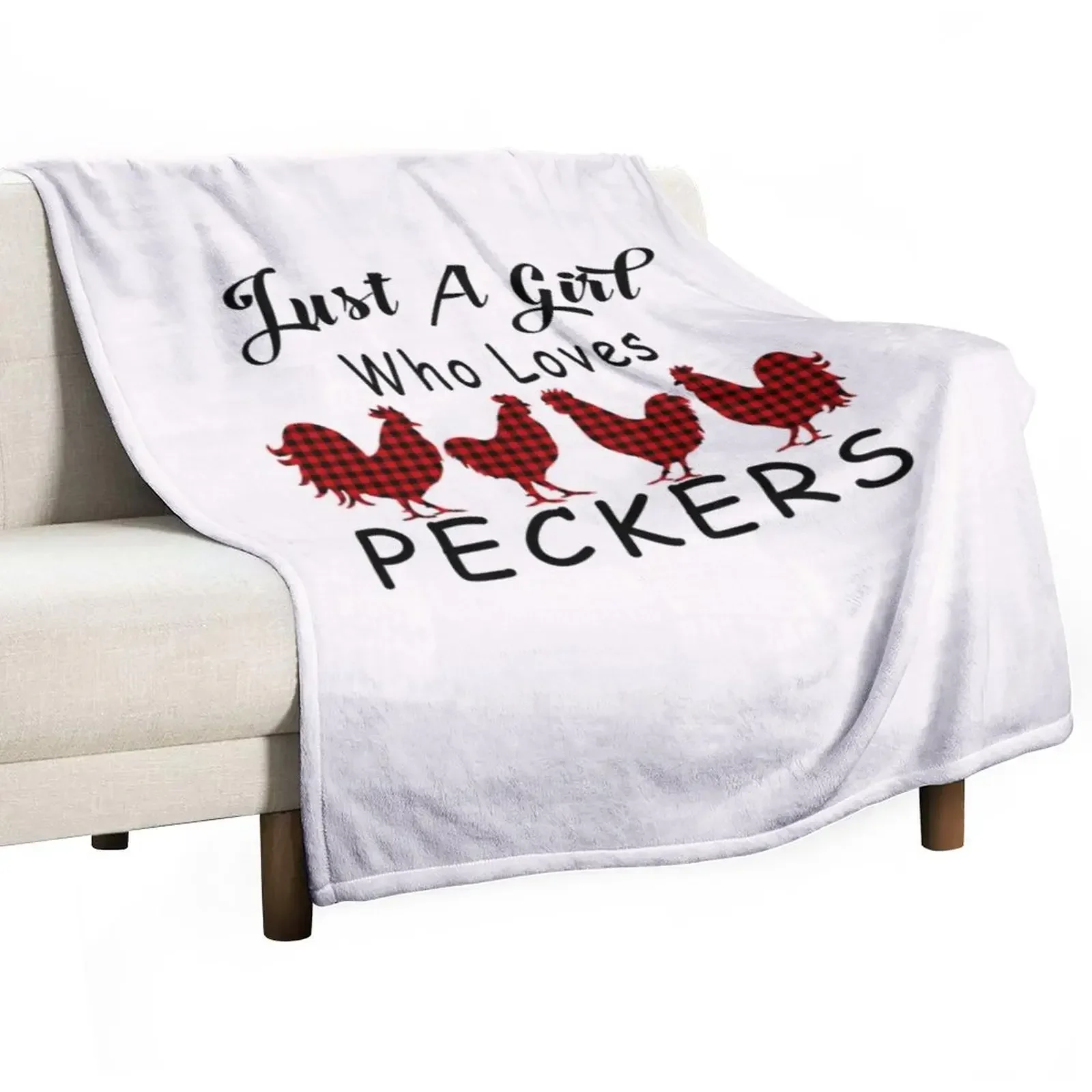 

Just A Girl Who Loves Peckers Chicken Gift For Peckers Lovers Throw Blanket Plush Flannel Blankets