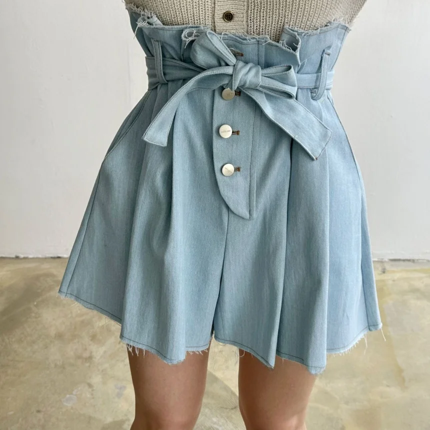 

Джинсовая юбка orts с высокой талией и воланами на поясе. Летняя модная женская джинсовая юбка премиум-класса с высокой талией и оборкой.