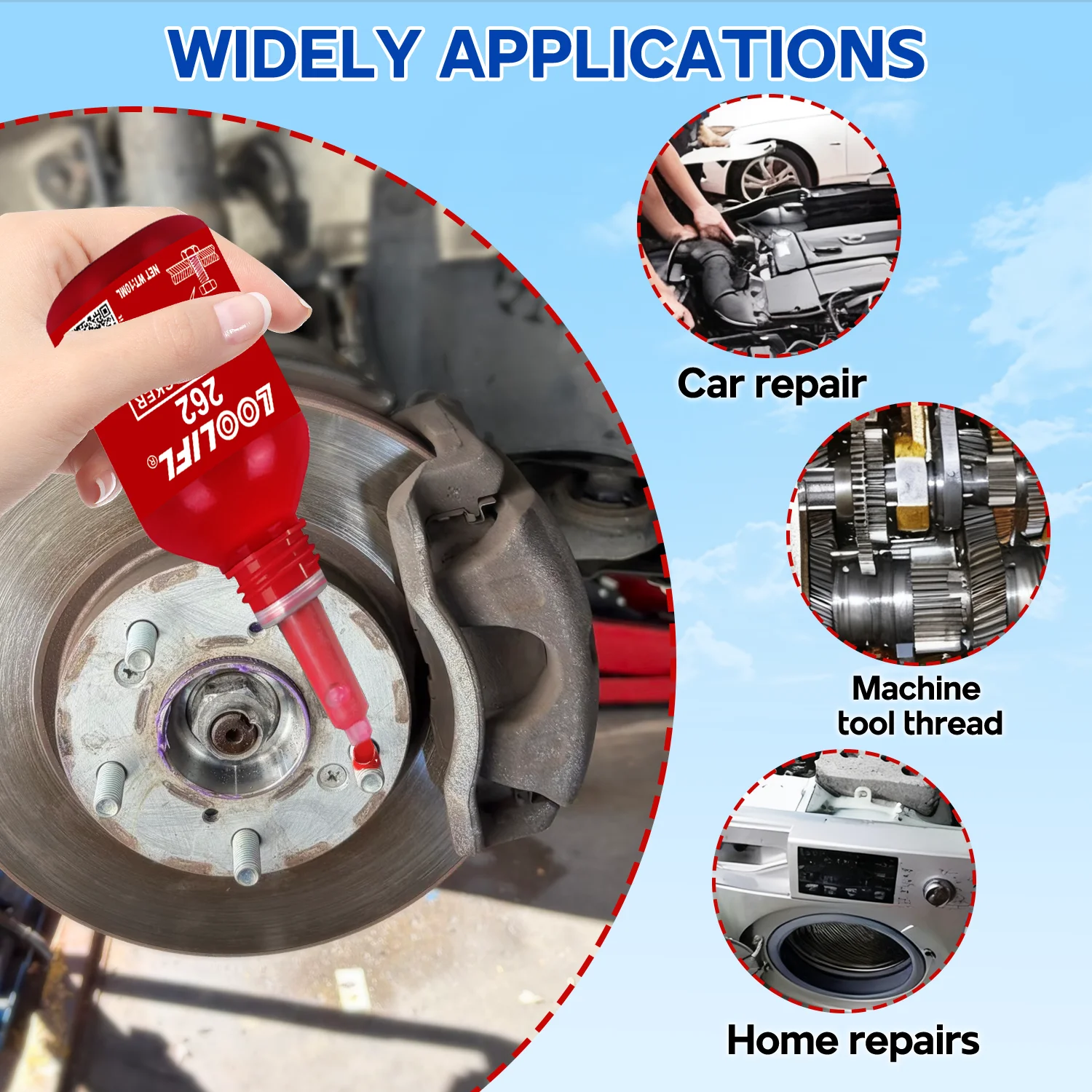 3PCSスレッドロック剤262金属接着剤、ナット、ボルト、および固定ネジの緩みや腐食を防ぐために使用されます10ml。