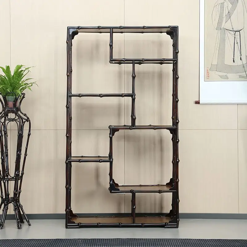 Handmade bamboo hollow display cabinet tea rack tea cabinet ornament