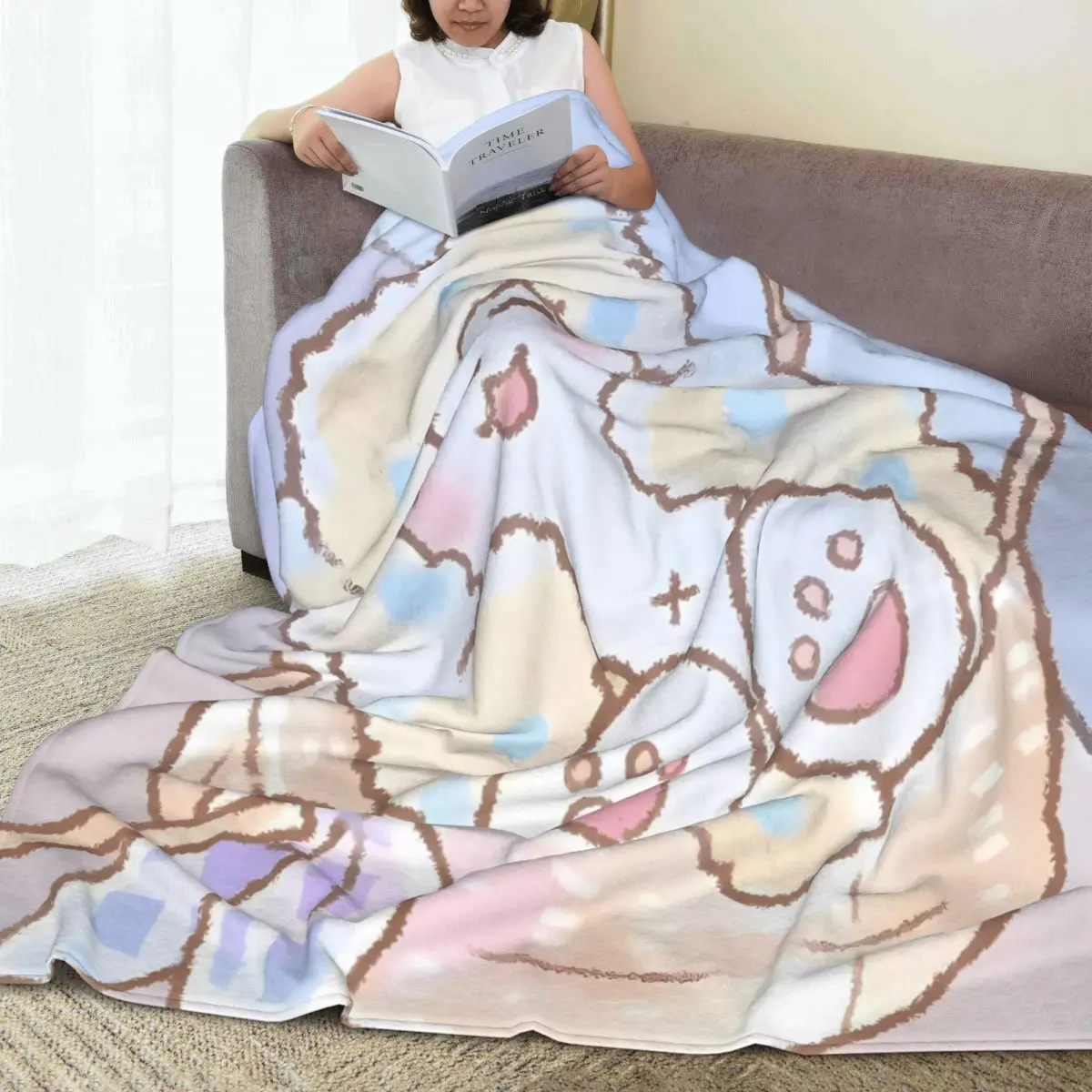 Marumofubiyori Sleeping Blanket Quality Soft Throw Blanket Autumn Decorative Living Room Funny Bedspread