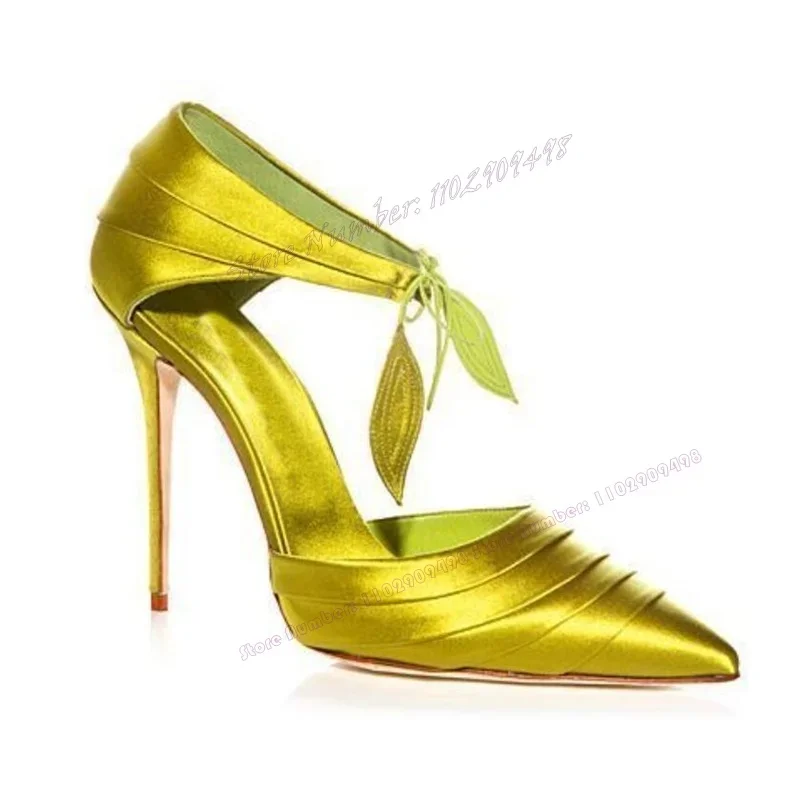 الأخضر الساتان حزام الظهر مضخات الصليب تعادل أشار تو أحذية للنساء غطاء كعب رقيقة عالية الكعب أحذية 2023 Zapatos Para Mujere