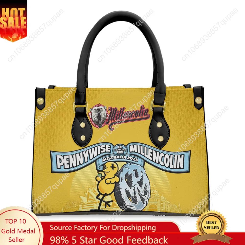 

Millencolin Punk Rock Band Tote Bag Purse Womens Mens Personalized Text Image PU Leather Handbag Business Shopping Gift Bags