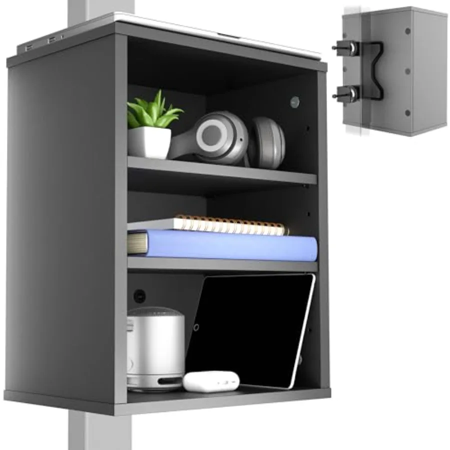 

Clamp-on Under Desk Shelving Unit Office Accessory Holder for Supplies Gaming Devices and More Multi-Level Storage Shelves Work