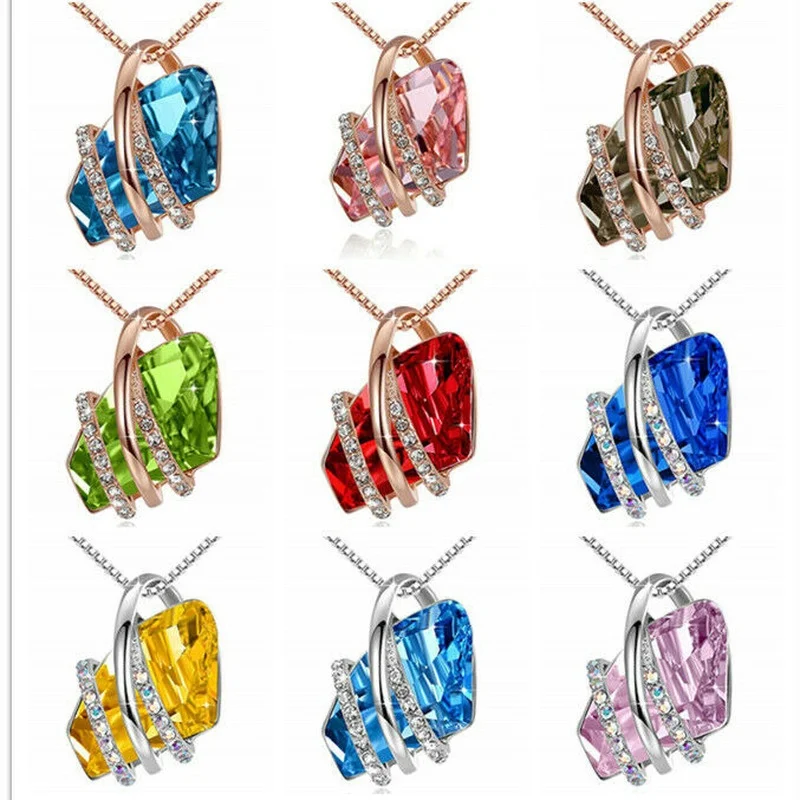 Crystal Glass Pendant Necklace for Period Tracking – Classic Birthstone Design| Necklace