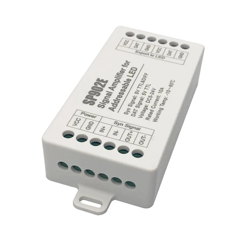 SP902E LED RGB Signal Amplifier Controller, SPT Signal Extender 5-24V DC, for Extended & Split Control of Addressable LED Strips