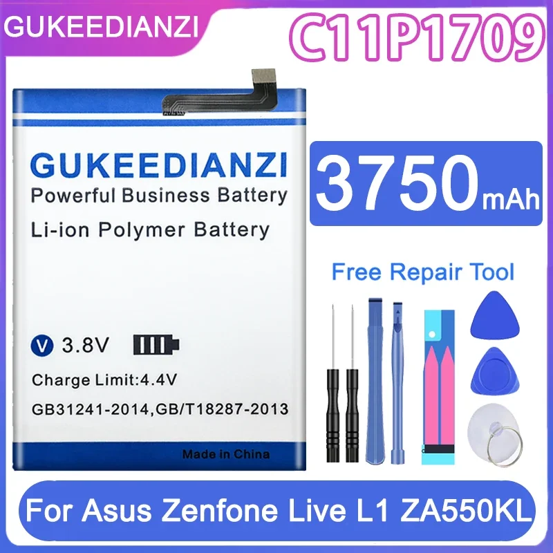 

Аккумулятор GUKEEDIANZI для ASUS C11P1709, аккумулятор для телефона Asus Zenfone Live L1 ZA550KL X00RD 3750 мАч, аккумулятор большой емкости + Бесплатные инструменты