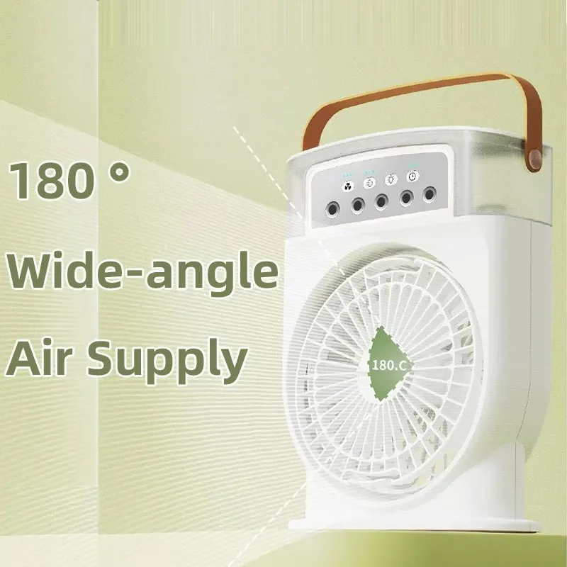 Five-hole Spray Fan Humidification Refrigeration Spray Fan Mini Electric Fan with Night Light USB Rechargeable Desktop Fan