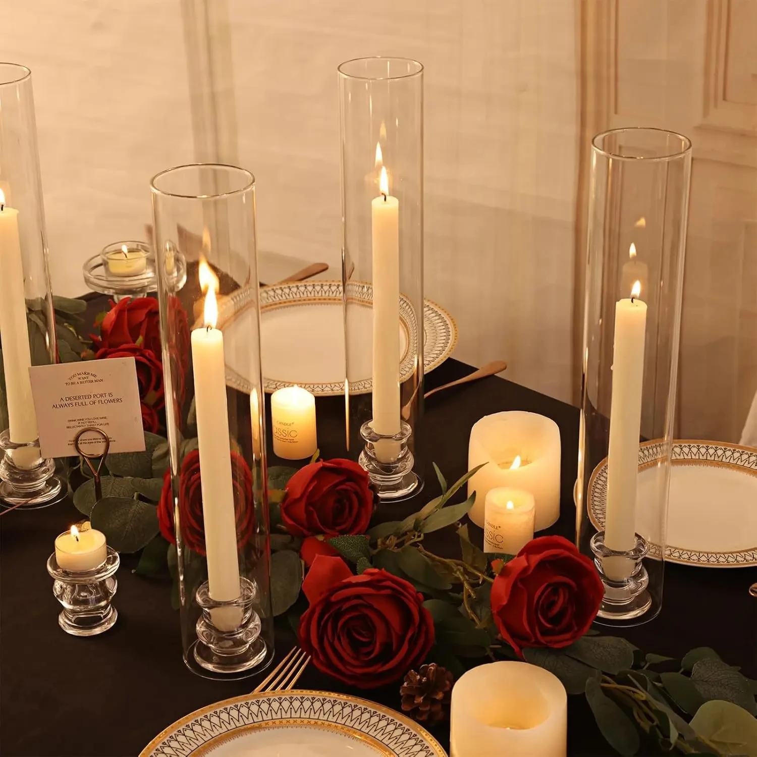 1/2/3Pcs Transparent Hurricane Glass Candle Holder Clear Vase Centerpiece For Dining Table Wedding Home Decoration