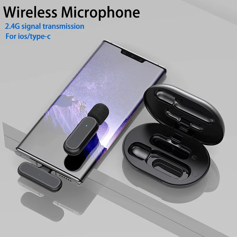 K60 Wireless Lavalier Microphone,4G ,Plug And Play,Noise Reduction,2-Channel,Work 6h,With Charging Case,iPhone Type-C