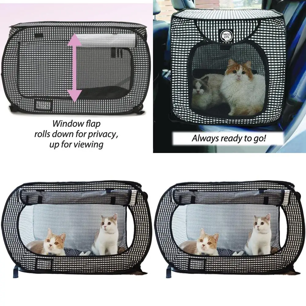 

Складная переноска для кошек в серо-белую полоску, 31.8Д x 20Ш x 20В, беззаботное содержание в помещении