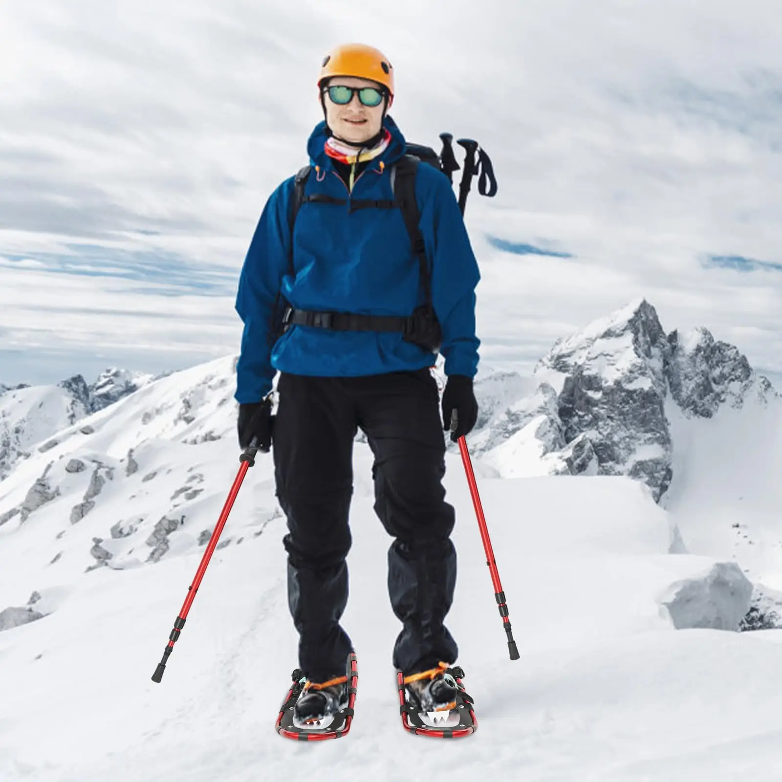 Снегоступы с регулируемым комплектом треккинговых палок, сумка для переноски Легкие алюминиевые прогулочные палки Прочные вездеходные палки с