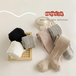 Baby Stripe Tights Spring Autumn Elastic Kids Girls Pantyhose Knitted Infant High Waist Solid Children Pants For 0-6Years