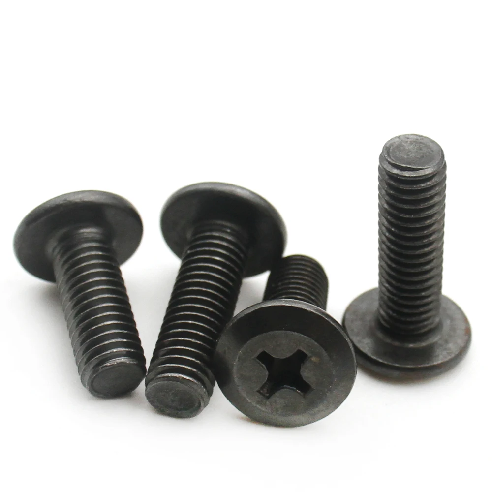 M4 M5 M6 M8 Черные винты из углеродистой стали с крестообразным шлицем и плоской головкой Болты для мебели с потайной головкой Большие крепежные детали для шкафа с цилиндрической головкой