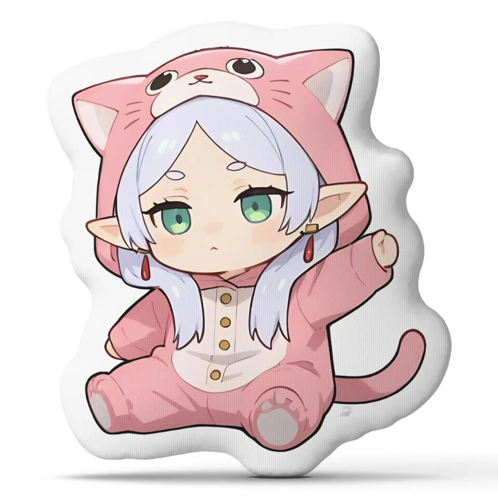 Frierens Kawaii Anime Cat Girl Funny Pillow Cushion Irregular Stuffed Throw Pillow Home Decor Gift Sofa Bed