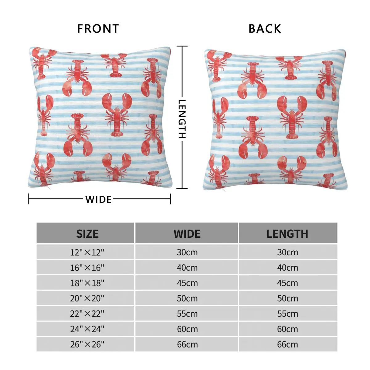 Lobsters On Blue Stripes Pillowcase Polyester Linen Velvet Printed Zip Decorative Throw Pillow Case Sofa Cushion Cover 45x45