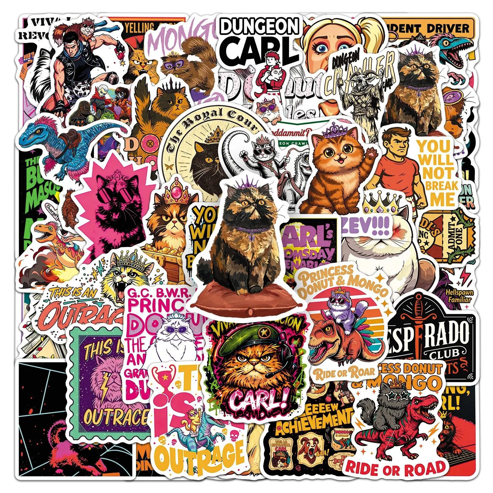 10/200PCS Cartoon Dungeon Crawler Carl Graffiti Sticker Suitcase Water Cup Stationery Notebook Refrigerator Decoration DIY Decal